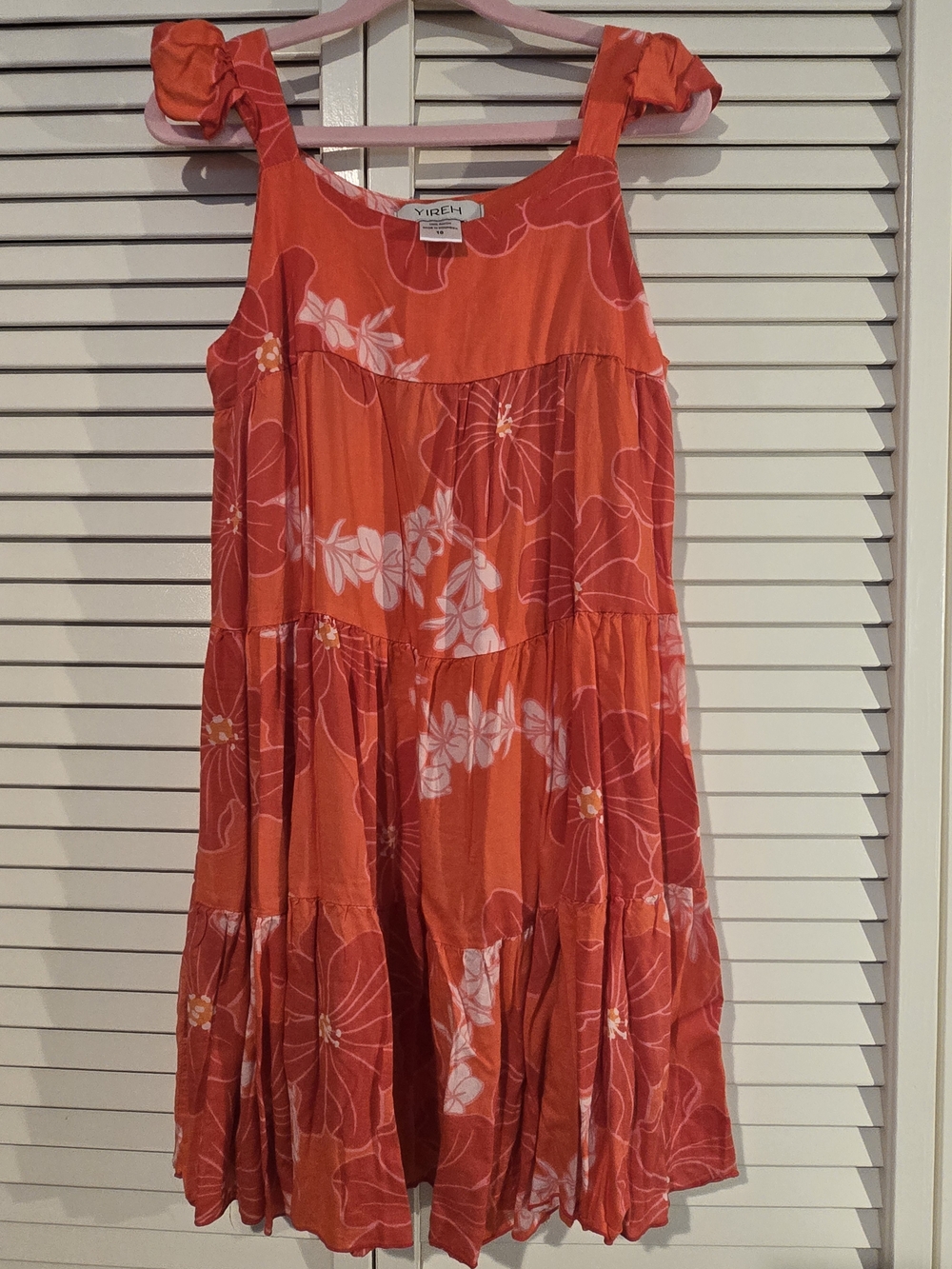 Yireh Girls. Paisley Dress in Lei Pua (Retro Orange)